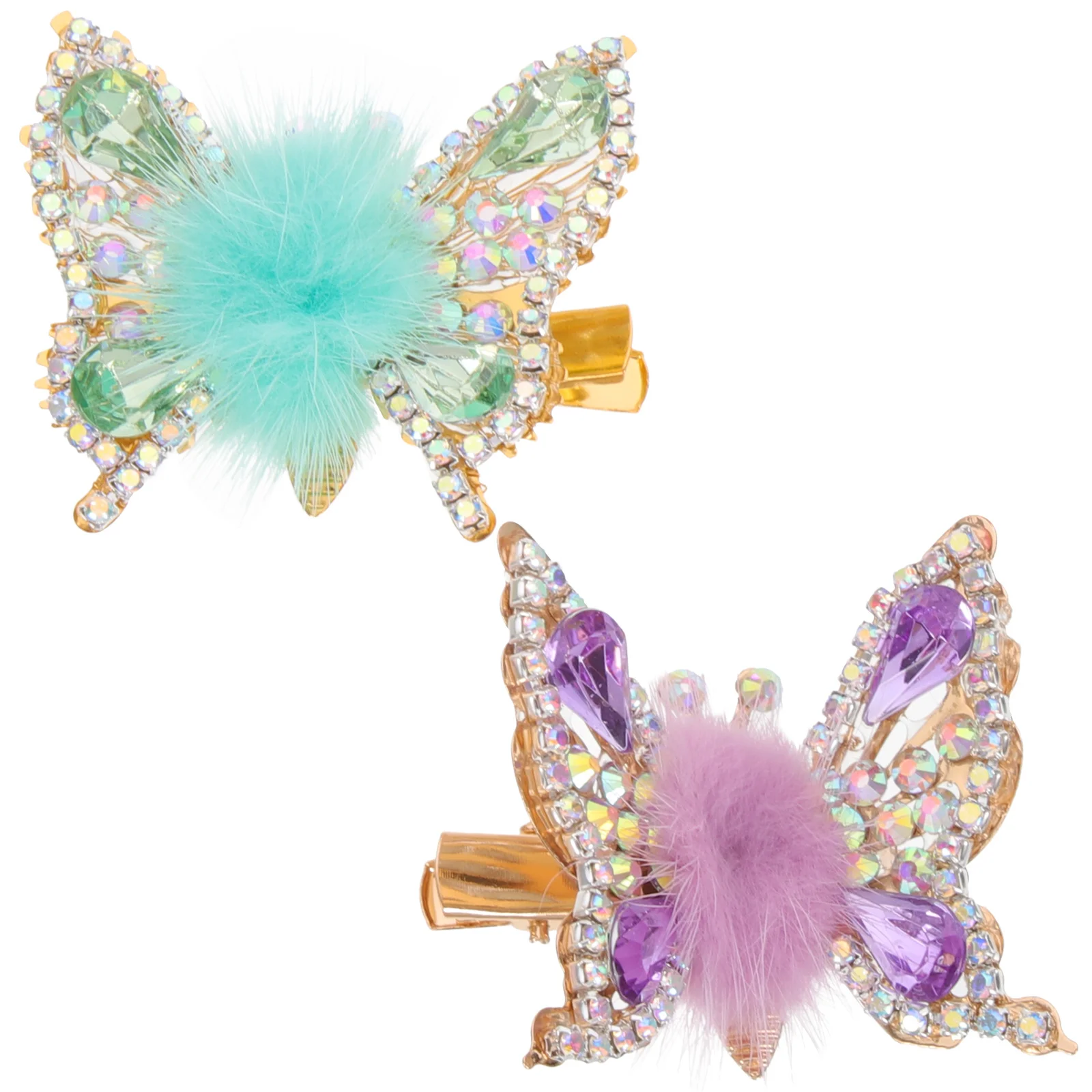 

2pcs Water Small Butterfly Hair Clips Moving Wings Metal Rhinestone Flying Hairpin For Women Girls Birthday Wedding Party
