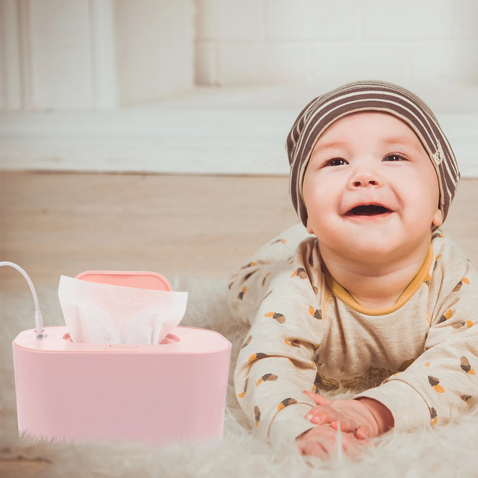 

Wipe Warmer Heater for Baby Wet Tissues Portable Dispenser Container Long Life ABS PP Material Low Power Temperature Adjustable