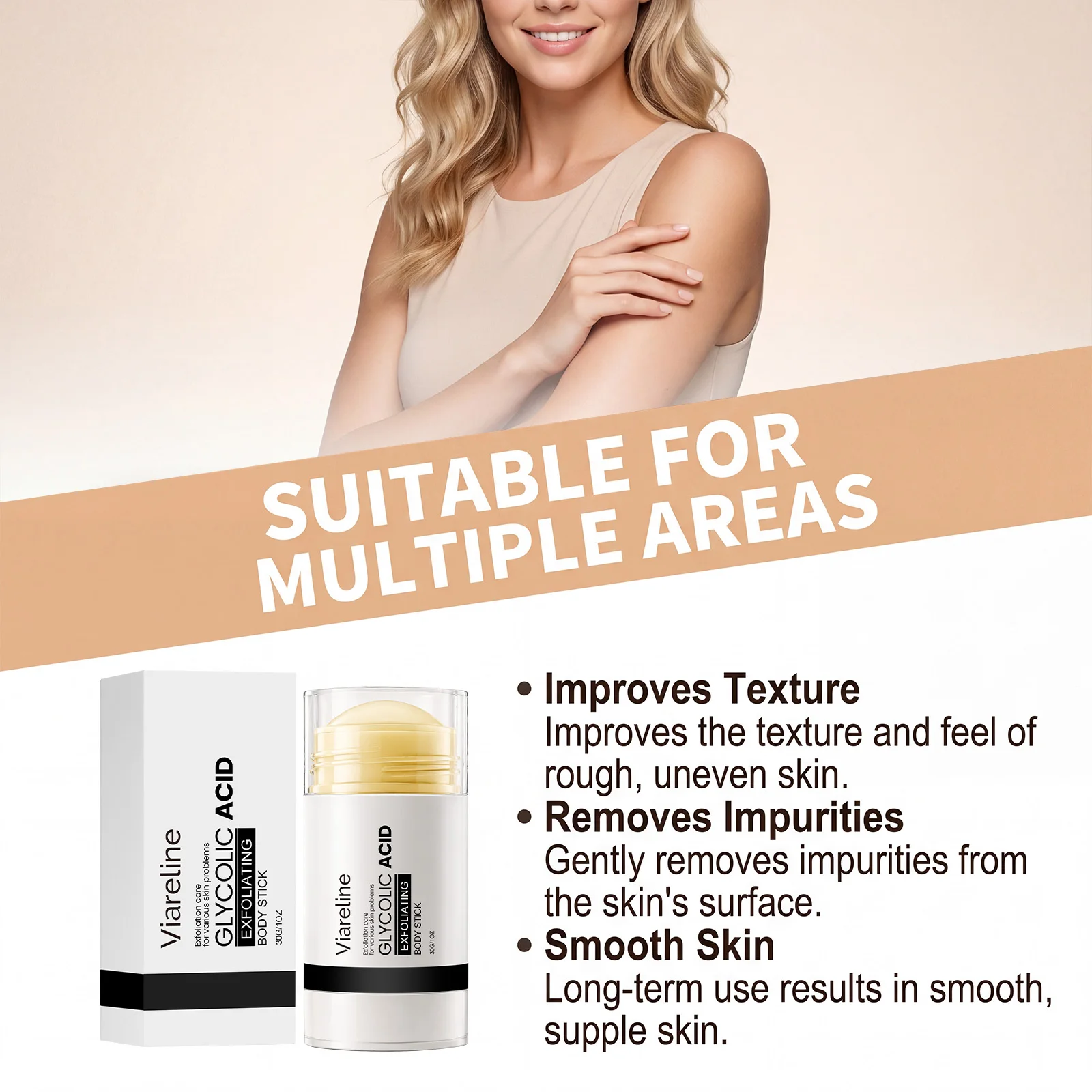 Glycolic Acid Exfoliating Body Stick Smooth Strawberry Skin Exfoliation for Rough Bumpy Skin Targets KP Deep Moisturizing Balm