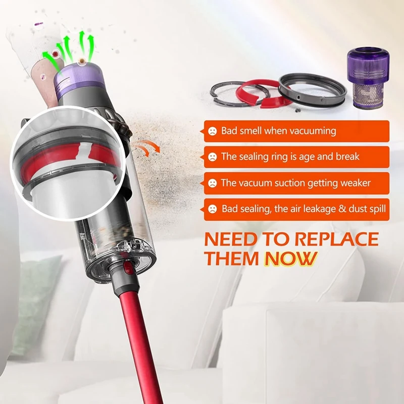 A44F-Dust Bin Sealing Rings Replacement For Dyson V11 Vacuum Cleaner Dust Bucket Sealing Ring And Hepa Filters