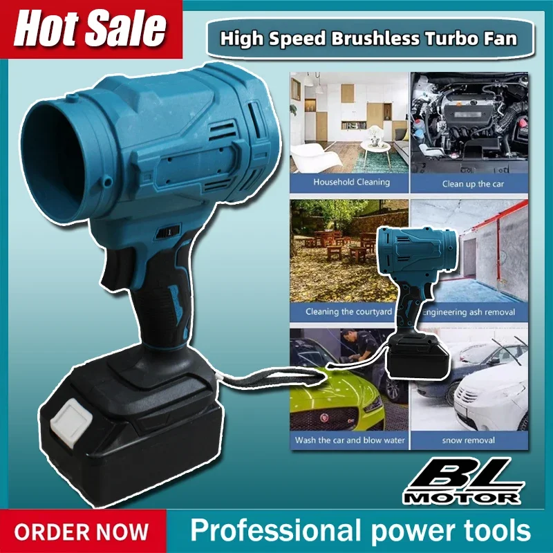 

Беспроводная высокоскоростная бесщеточная воздуходувка для аккумуляторов Makita 18В, 6-скоростной турбовентилятор, 130000 об/мин, мощный вентилятор-воздуходувка