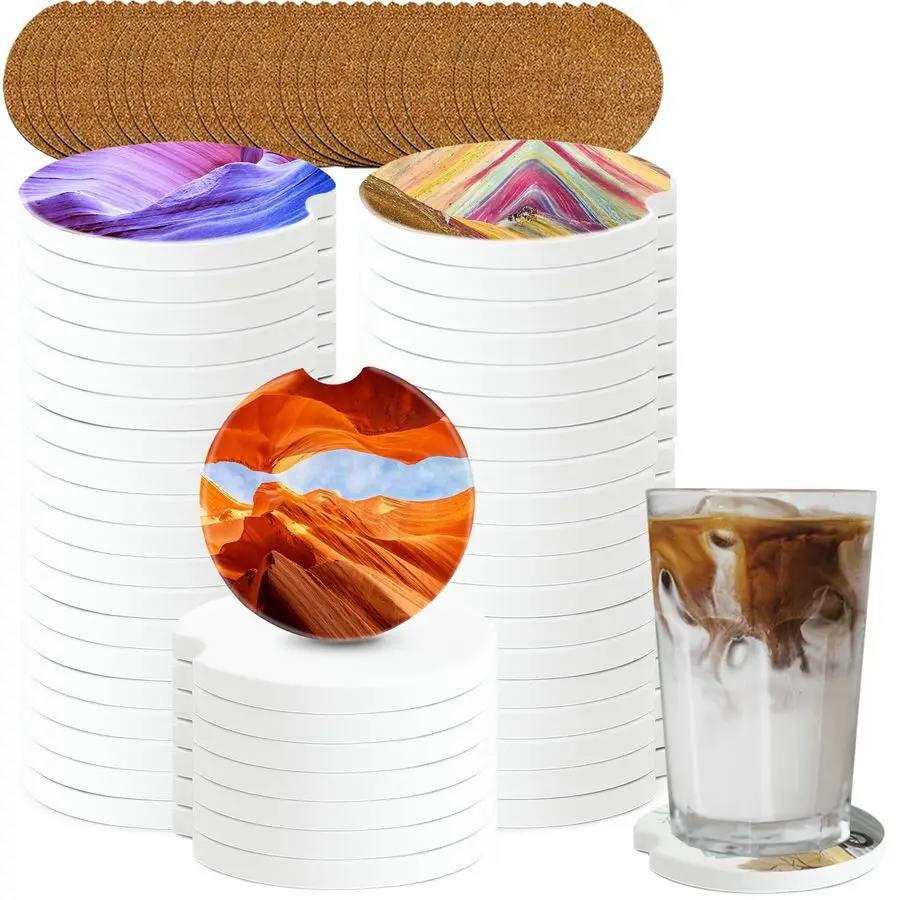 

Заготовки для сублимации, автомобильные подставки, пустые подставки для сублимации, керамический подстаканник, круглый отверстие для теплопередачи, поделки своими руками