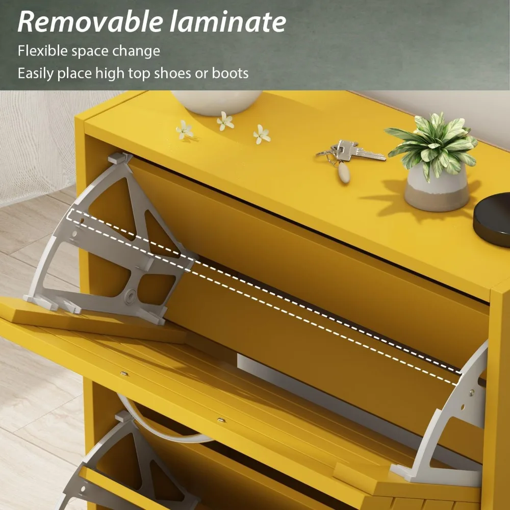 خزانة تخزين الأحذية الخشبية الضيقة مع 3 أدراج قابلة للطي، منظم نحيف للمدخل، خزانة رف الأحذية المخفية، حذاء موفر للمساحة