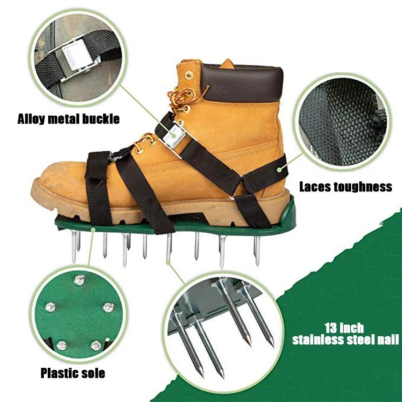 Lawn Gardening Ventilation Nail Shoes, Adjustable Drilling Work Boots, Anti Slip Sole Suitable for Lawn Mowing Work Nail Shoes