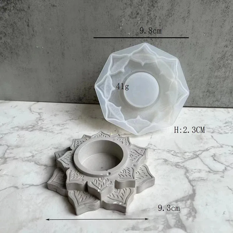 Beton-Kerzenhalter Silikonform Runder Lotus-Kerzenhalter Zement-Gips-Form DIY Handgemachte Epoxidharz-Kerzenständer-Gießform Werkzeug – Detail 1