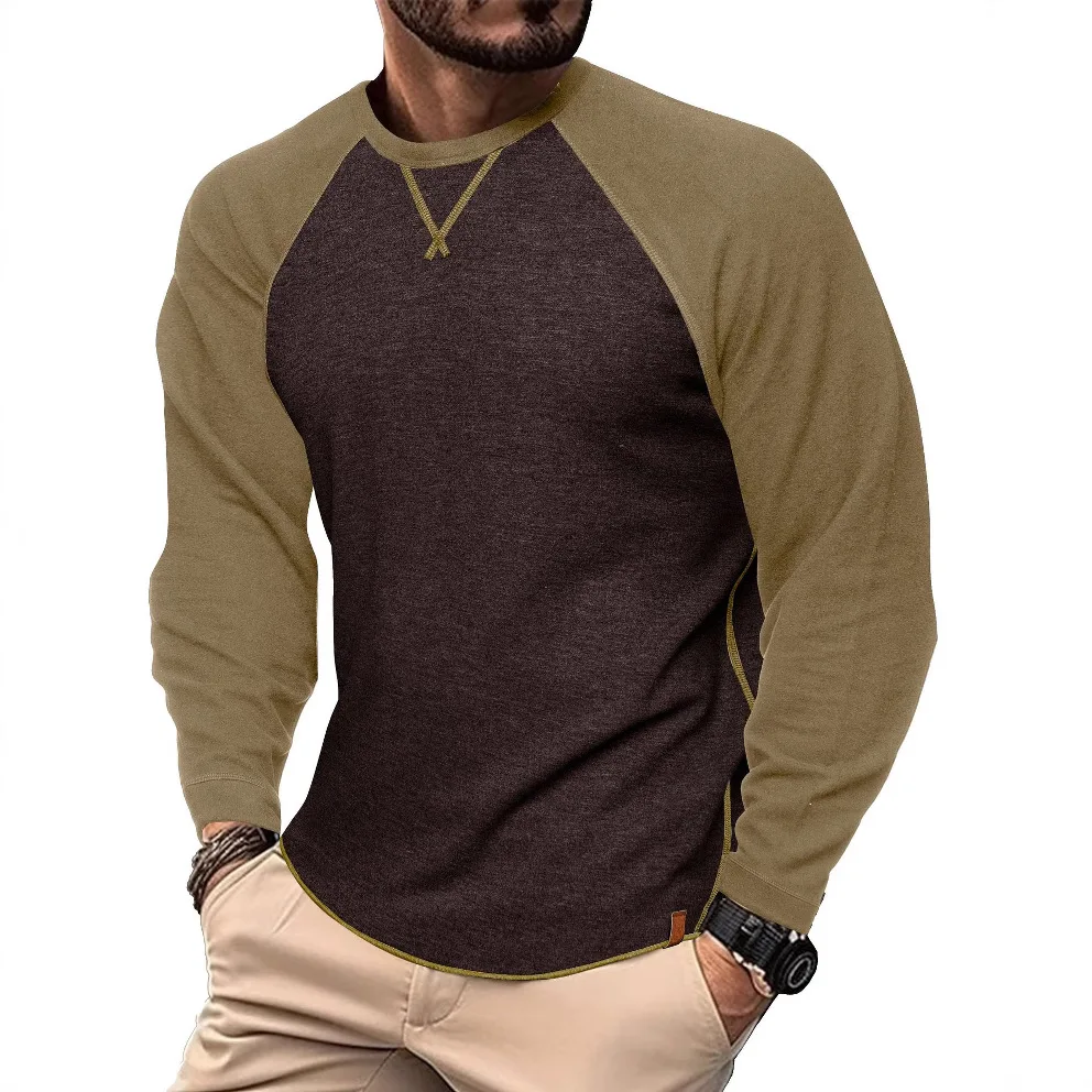 

2025: мужская осенне-зимняя мужская футболка большого размера с длинными рукавами. Европейские и американские мужские топы.