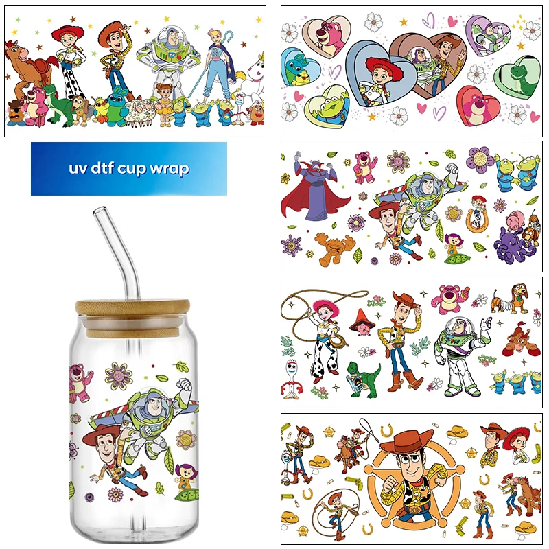 popular cartoon pattern 16oz 3d sticker Tumbler uv DTF ransfer Sticker Custom Label DIY Waterproof cup wrap decoration