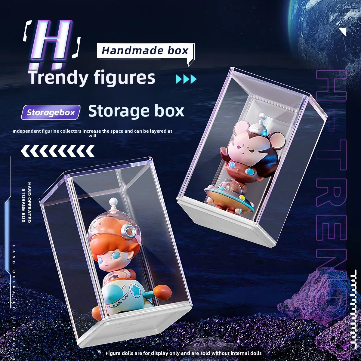 Clear Acrylic Blind Box Display Case Stackable Dust‑Proof Figure Storage Holder For Collectible Doll Desktop Showcase Organizer