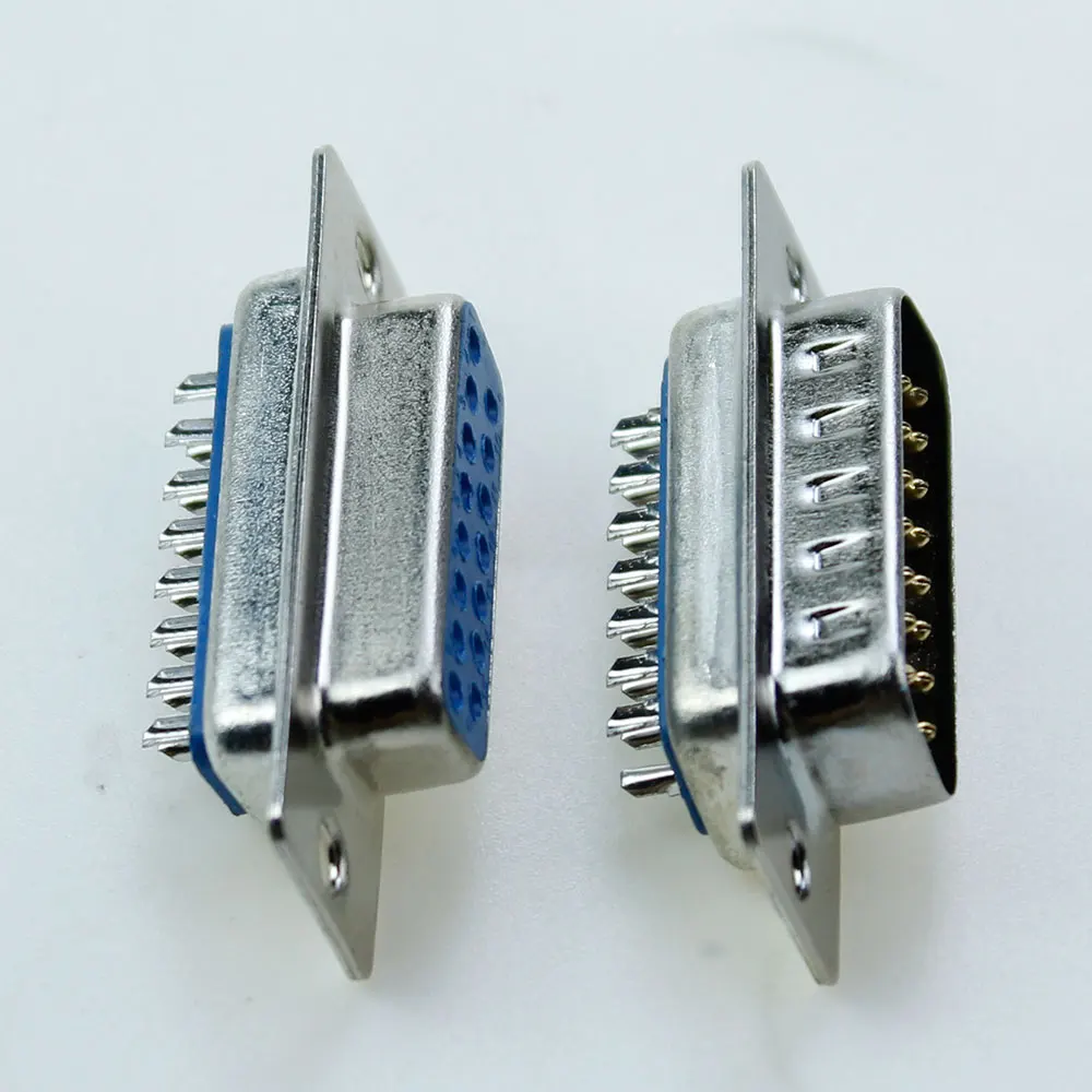 1Pcs DB15 Female Male Serial Hole Base Welding Wire Type 15 Pin Plug  DR15 RS232 electronic connectors COM serial port