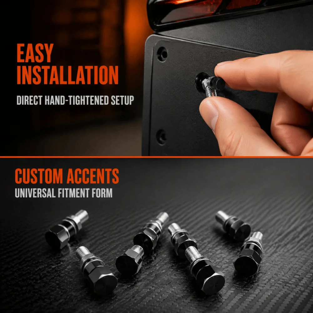 4PCS Aluminum Alloy License Plate Bolts Black /Silver/ Gold /Blue/Red Universal License Plate Screws Mount Screws