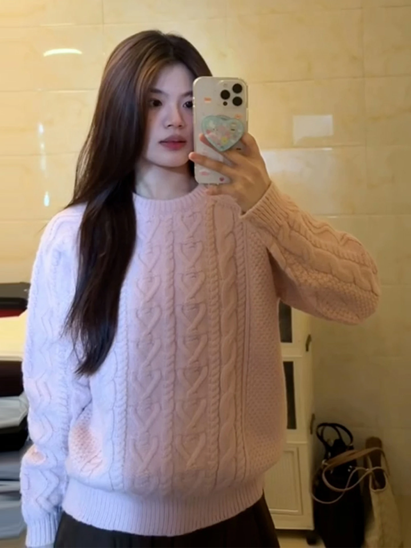 Lose Gestrickte Pullover frauen Herbst Winter Neue Sle Sanfte Aosphäre Blumenmuster runde Ne Pullover Strickwaren Top