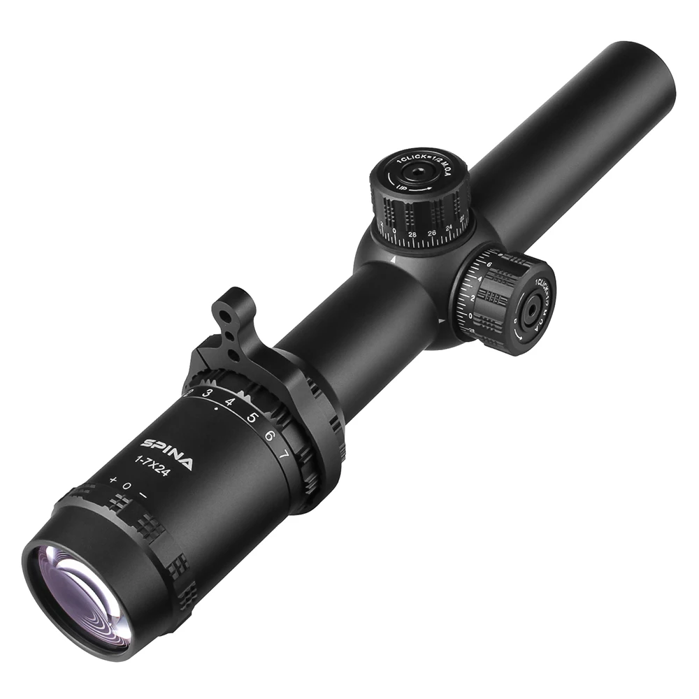 SPINA OPTICS HD LPVO 1-7x24 SFP 1/2 MOA Tactical Hunting Rifle Scope PCP Carbine AR15 CQB Riflescope 22LR.223 .308etc