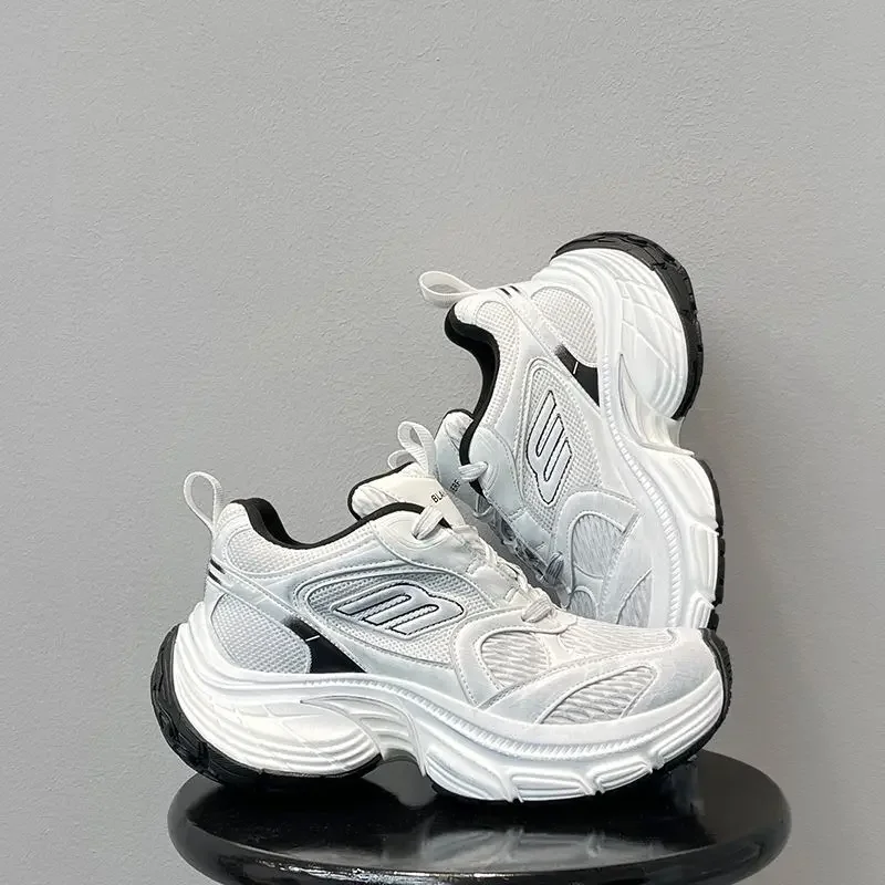 Niche Design Spring Show Thick Sole Dad Shoes Women Men Color Block Versatile Elevated Shoes Couple Sports Casual Shoes 35-44