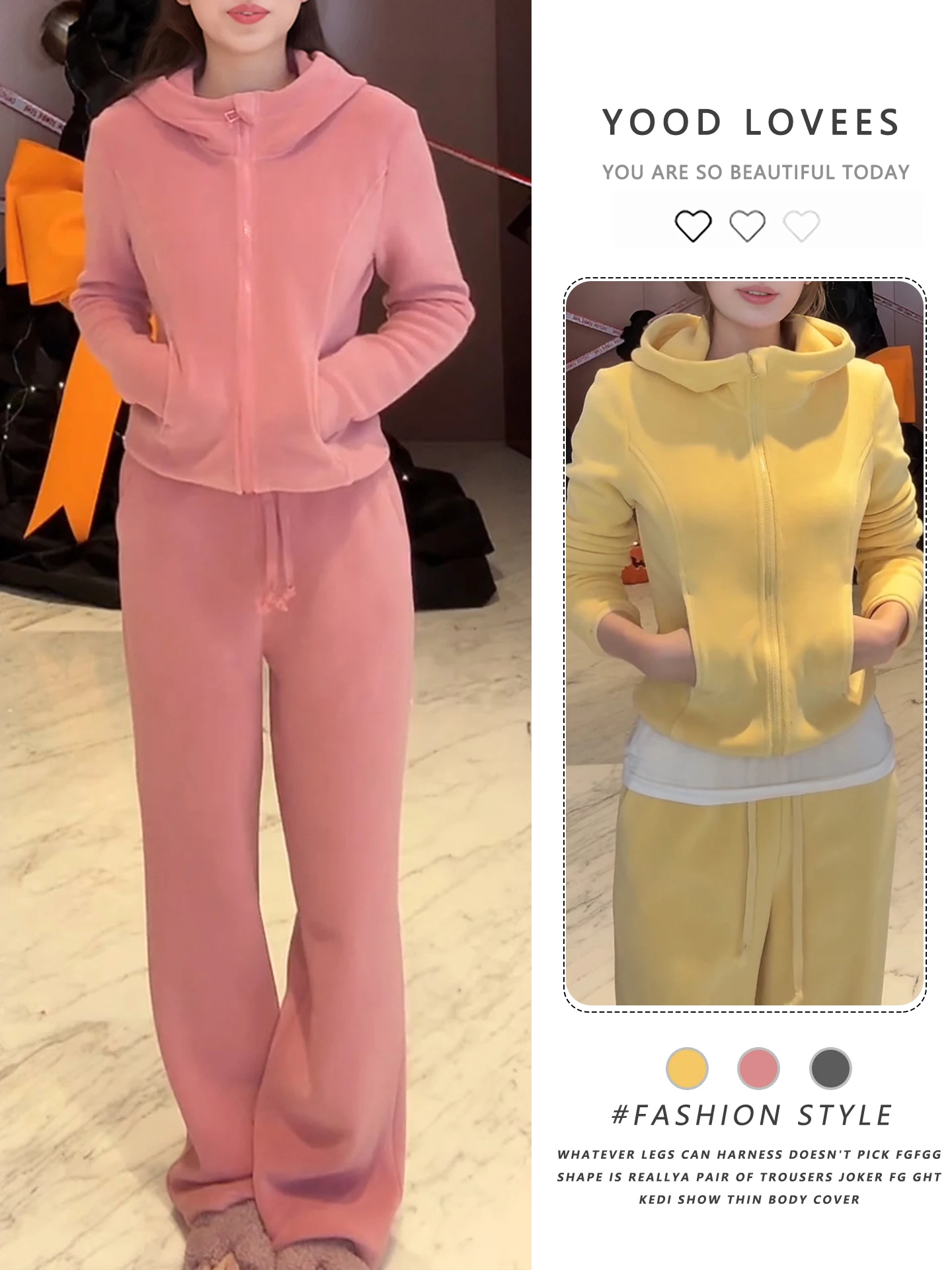 

Elegant Casual Sportswear Set Women's Loose Slimming Lazy Style Sweatshirt Pants Two-Piece Set Winter Fashion Comfortable
