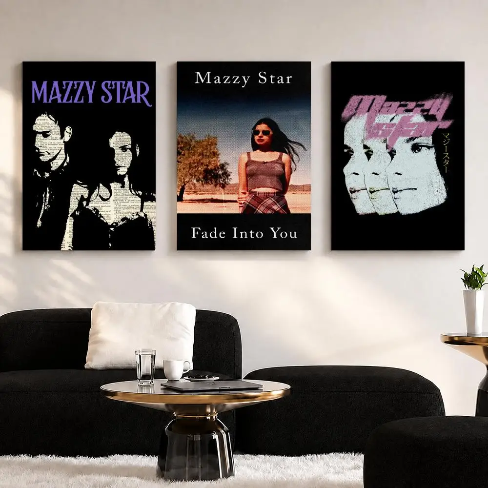 Rock Band Album M-Mazzy Star Framed Wall Painting Ready to Hang Canvas Wall Art Poster for Bedroom Living Room Home Decor Gift