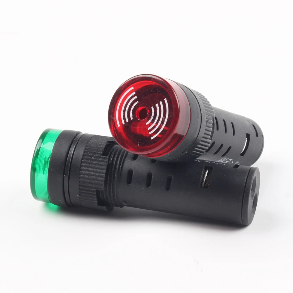 カラフルな AD16-16SM 12V 24V 110V 220V 16 ミリメートルフラッシュ信号光赤色 LED アクティブブザービープアラームインジケータ赤緑黄