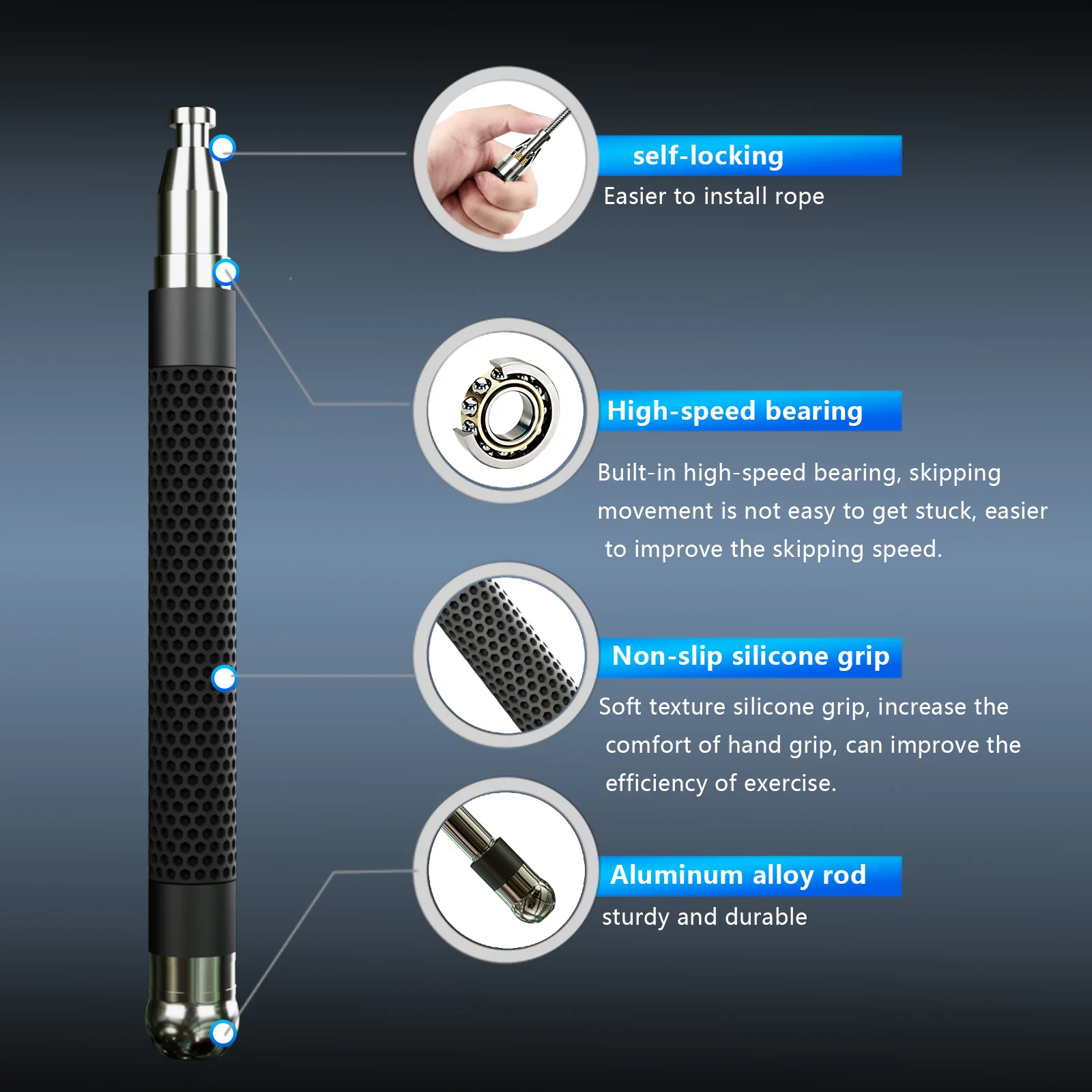 Professional Grade Jump Rope with Ball Bearings and Adjustable Aluminum Alloy Handle for Speed and Endurance Training