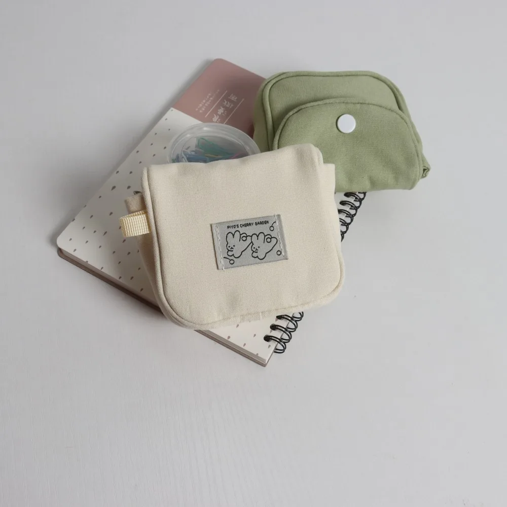 New Mini Coin Purse Portable Cotton Headphone Bag Solid Color Lightweight Cash Wallet Women