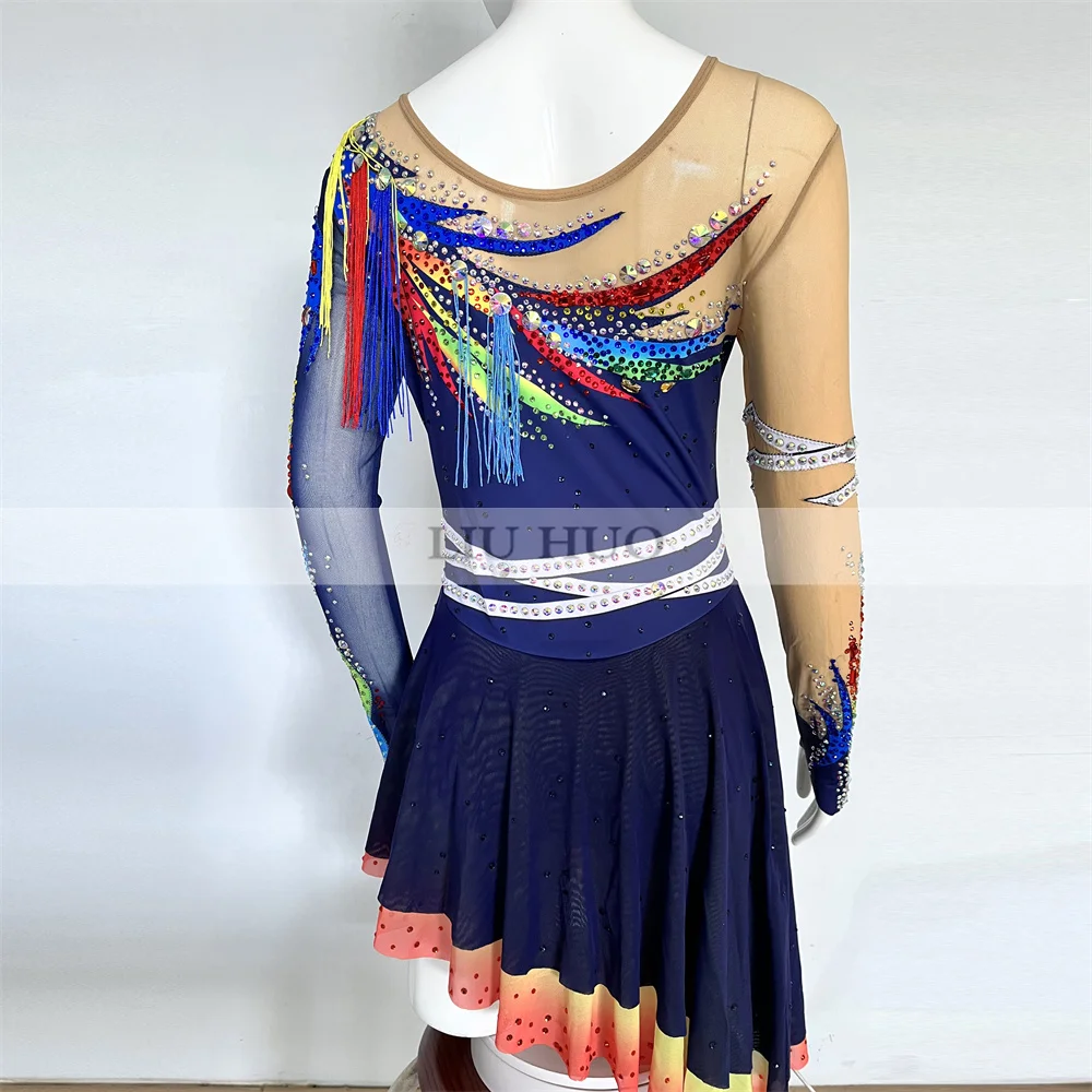LIUHUO Neues Eiskunstlauf-Kleid für Damen, Erwachsene, Teenager, Mädchen, individuelles Kostüm, Leistung, Wettbewerb, Roller, mehrfarbig