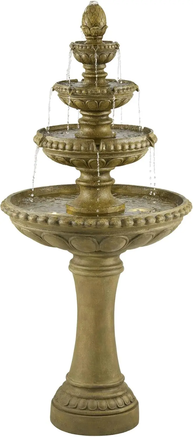 Sag Harbor Italian Outdoor Floor Water Fountain 66" High with LED Light 4 Tiered Decor for Garden Patio Backyard Deck Home Lawn