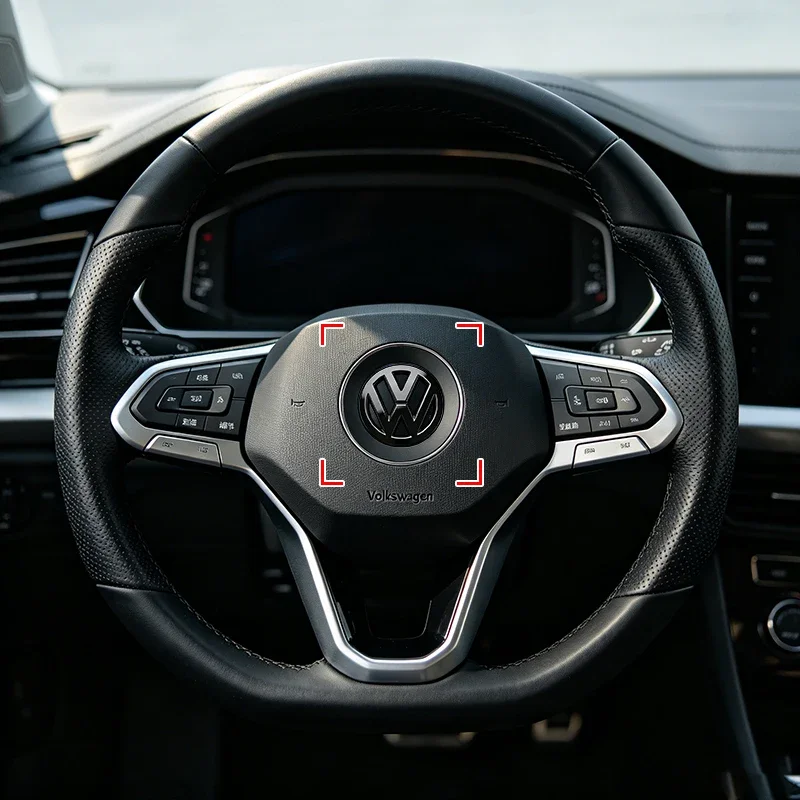 1 Stück ABS-Lenkradabdeckung mit Emblem-Aufkleber für VW Golf Amarok T5 Phaeton ID3 Tiguan T-Cross GTI – Detail 13