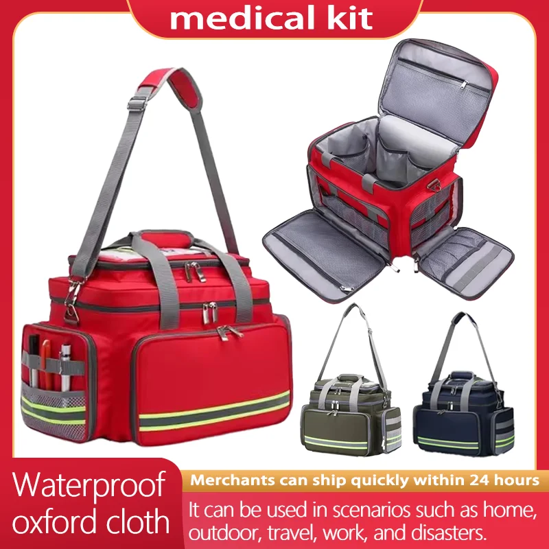 Multi-Pocket First Aid Backpack – Waterproof Reflective Large Capacity Bag for Outdoor Emergency & Medical Rescue
