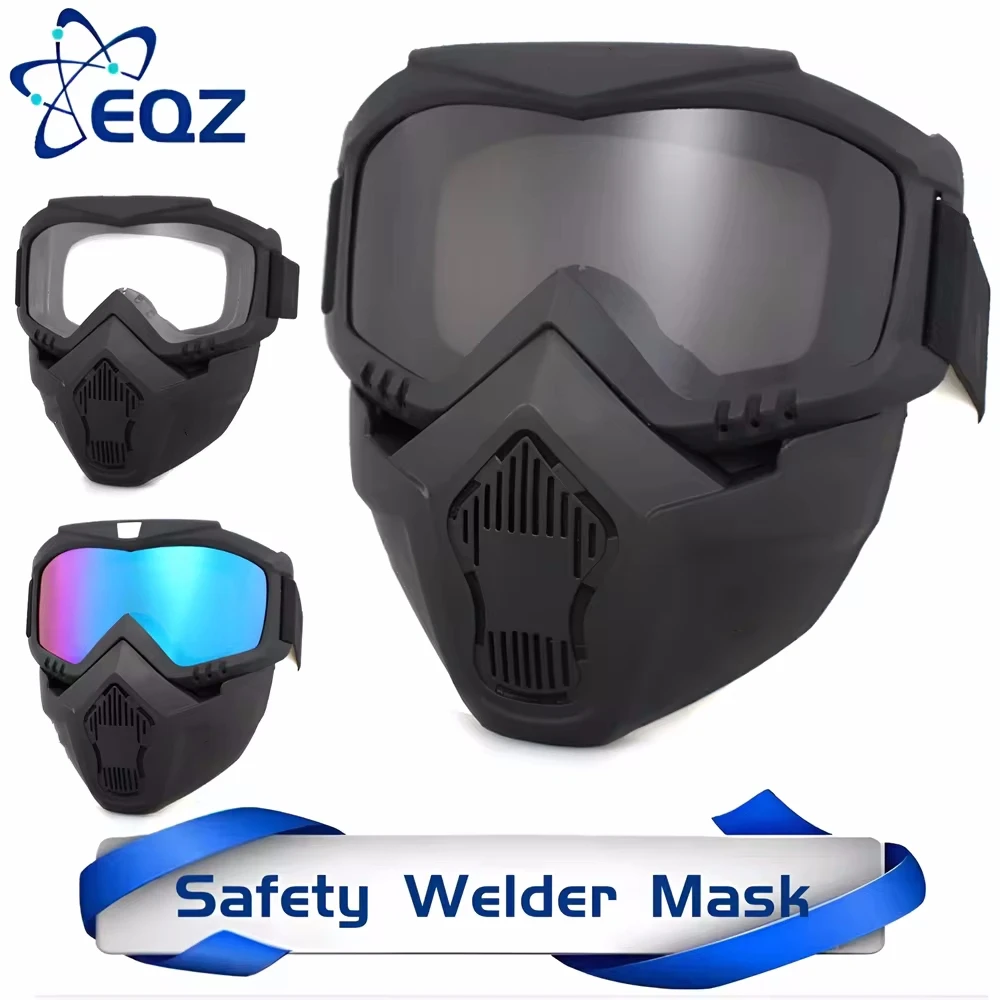 Safety Welder Mask Wrap Around Protection Flame Resistant Welding Goggles Breathable Full Face Welding Glasses Motorcycle Goggle