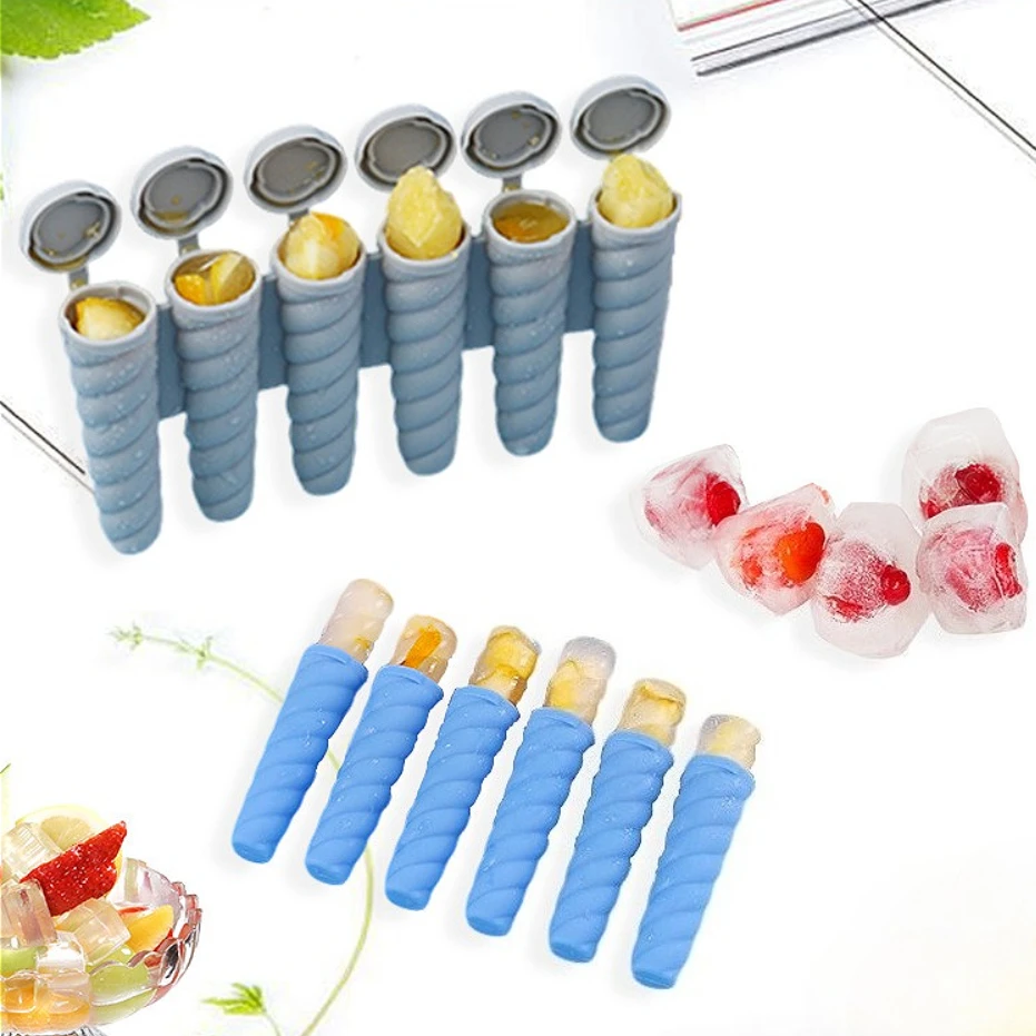 Silicone Popsicle Mold Tray 6-Hole Leak-Proof Snap-On Lids | Easy-Release for Homemade Popsicles & Frozen Yogurt Snacks