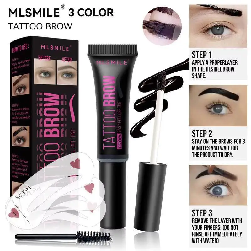 MLSMILE Gel despegable de larga duración, a prueba de manchas, impermeable, a prueba de sudor, líquido semipermanente para cejas