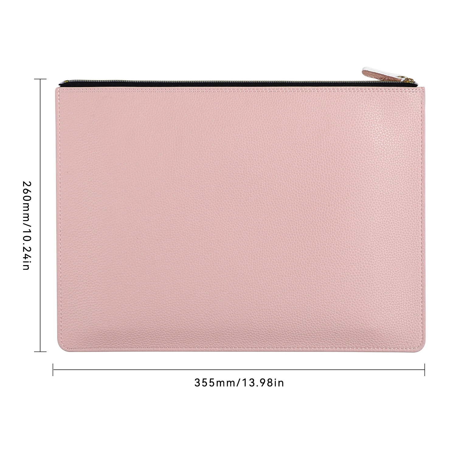 A4 File Folder Zipper Document Bag Thick Litchi Pattern,For Contract/Invoice Storage Office Pouch Briefcase