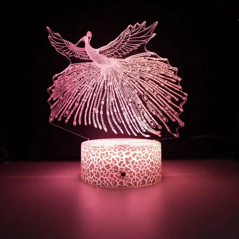 Nighdn Peacock Acrylic LED Night Light Gifts for Women Mom Grandma Wife 7 Color Changing USB Table Lamp Home Room Decorations