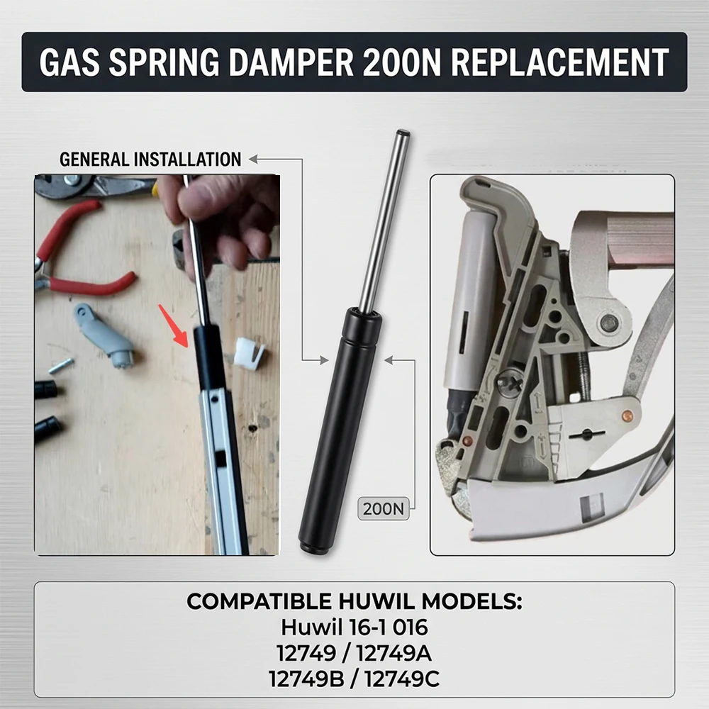 Gasfederdämpfer 200N Ersatz für Huwil 16-1 016 12749 12749A 12749B 12749C – Detail 1