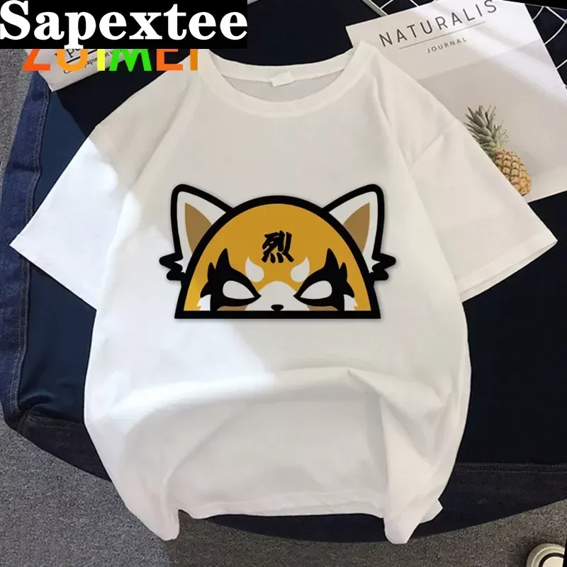 Women Anime Japanese Aggretsuko Harajuk Print T-shirt Tops 2020 Summer Fashion Short Sleeved Cartoon T-shirt  Girl,Drop Ship