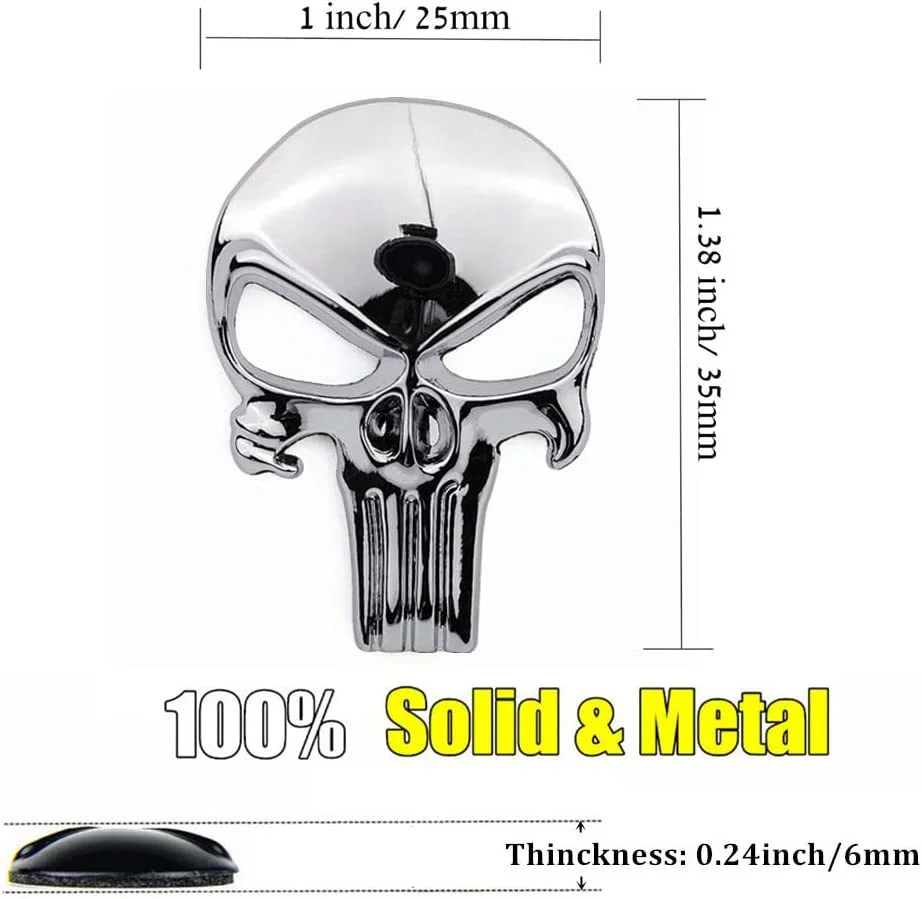 3D Skull Metal Sticker for Gun AR15 AK47 M4 M16 AR10 Glock G17 G19 G22 G23 G25 G26 G43x Airsoft Rifle Pistol Gun Accessories