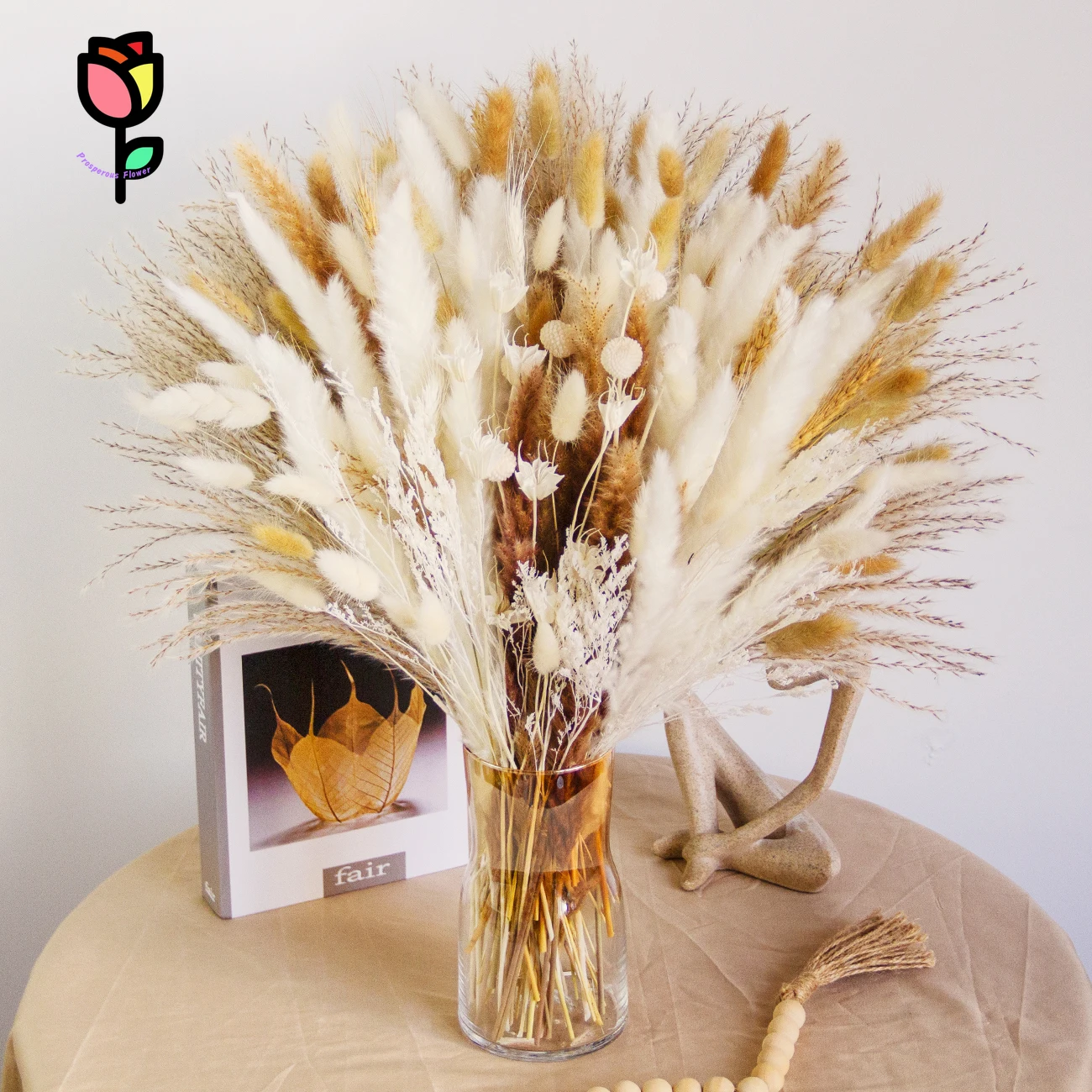 

Fluffy Pampas Dried Flowers Wedding Flower Arrangement Artificial Flower Lagurus Ovatus Room Decortion Natural Wheat Home Decor