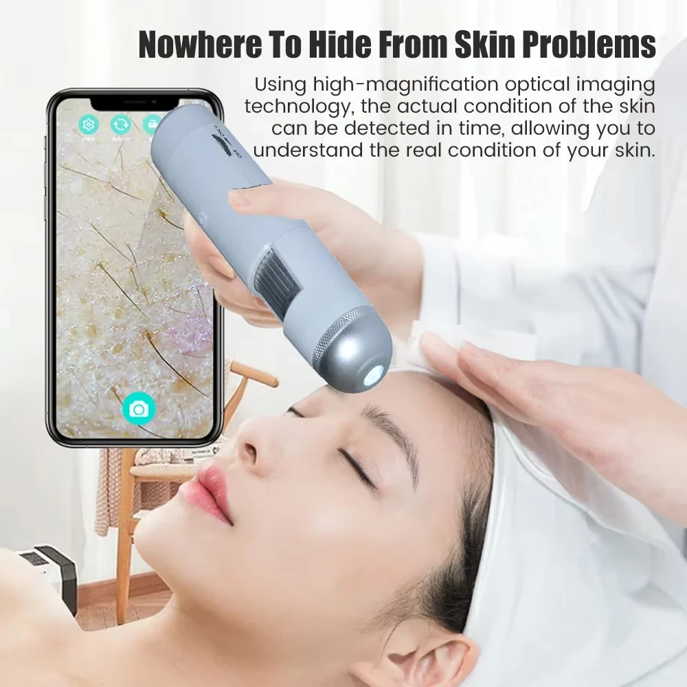 

Face microscope tester, scalp hair follicle analyzer. Magnifying glass blackhead, hair scalp detector Skin analyzer
