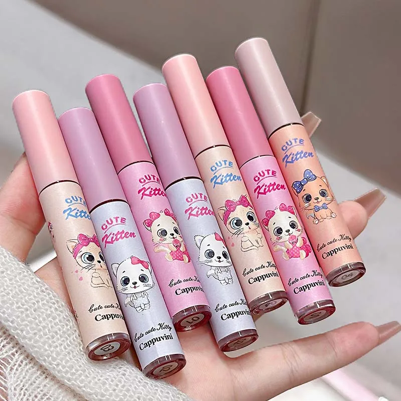 Ensemble de boue à lèvres rose chat brume, maquillage pour les lèvres, couleur chair, mat, Texture soyeuse, facile à colorer, rouge à lèvres, 4 paquets