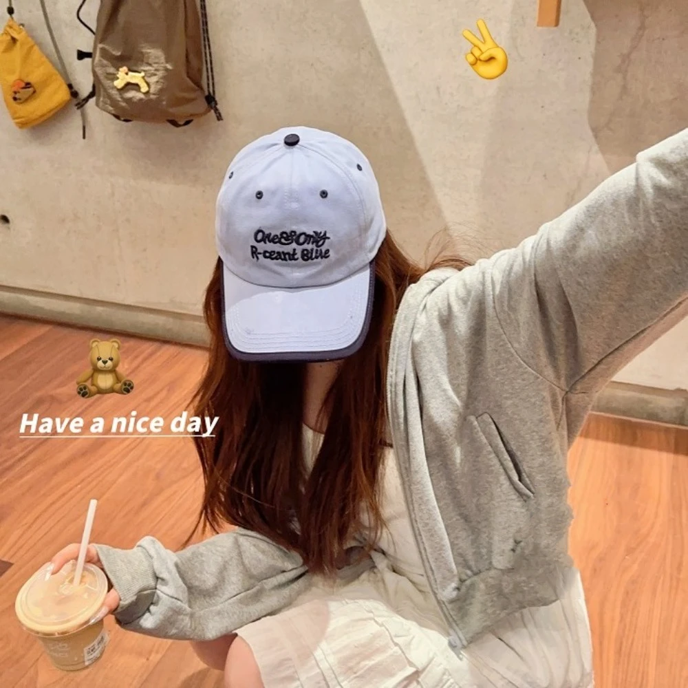 Czapka z daszkiem haftowana litera, regulowana, w stylu hip-hop, z falowym wzorem, bawełniana, koreański styl, czapka przeciwsłoneczna, sportowa.