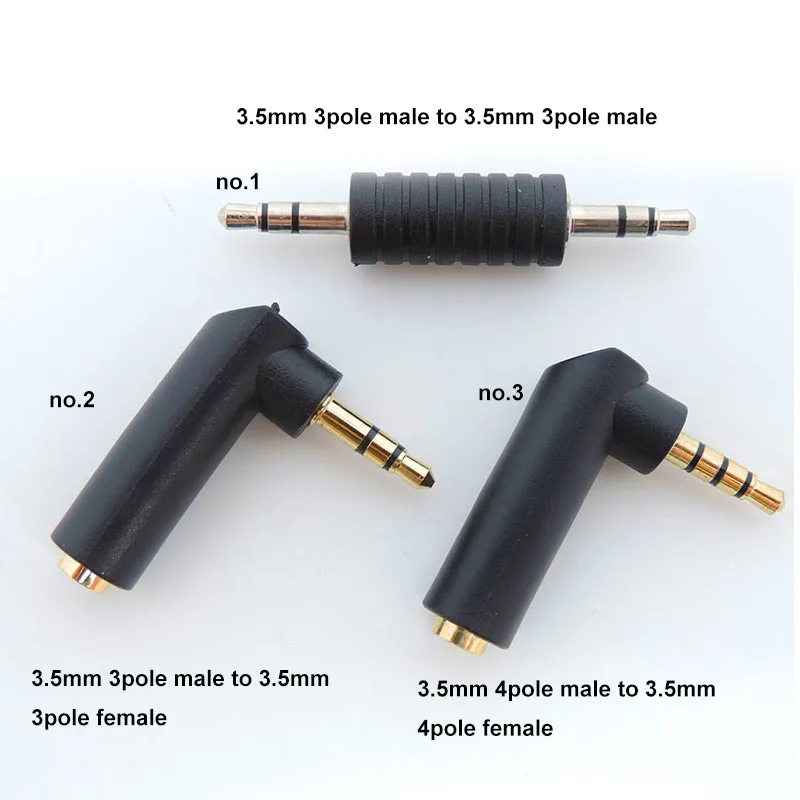 Gold plated 3.5 jack Right Angle male Female to 3.5mm 3/4Pole Male Audio Connector Stereo Plug L Shape Jack Adapter 1pcs Q1