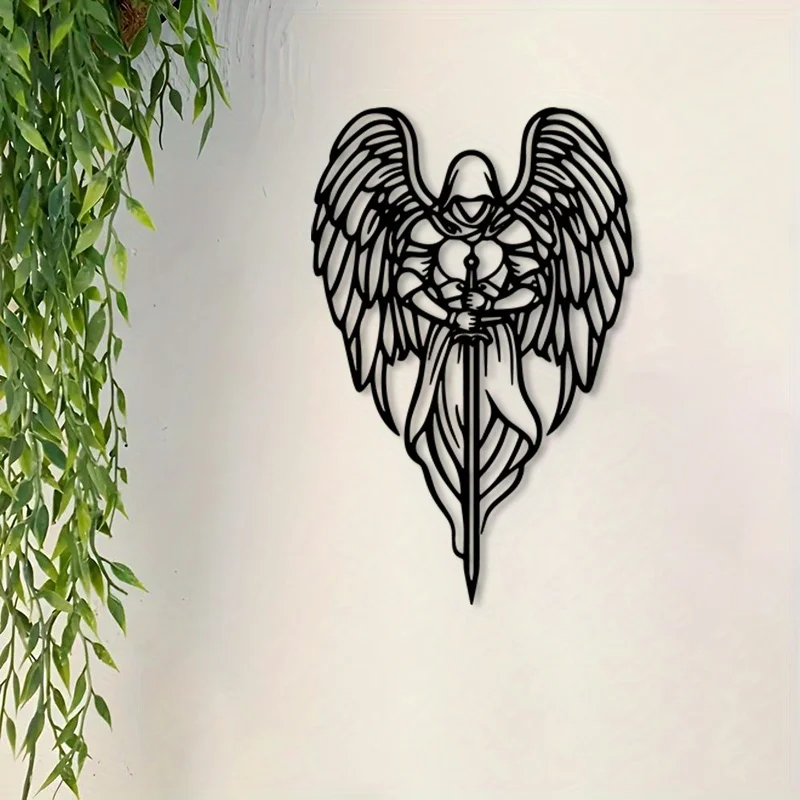 Vintage Angel Wing Metal Wall Art Iron Spiritual Sculpture Home Office Hanging Mural Elegant Decor Gift
