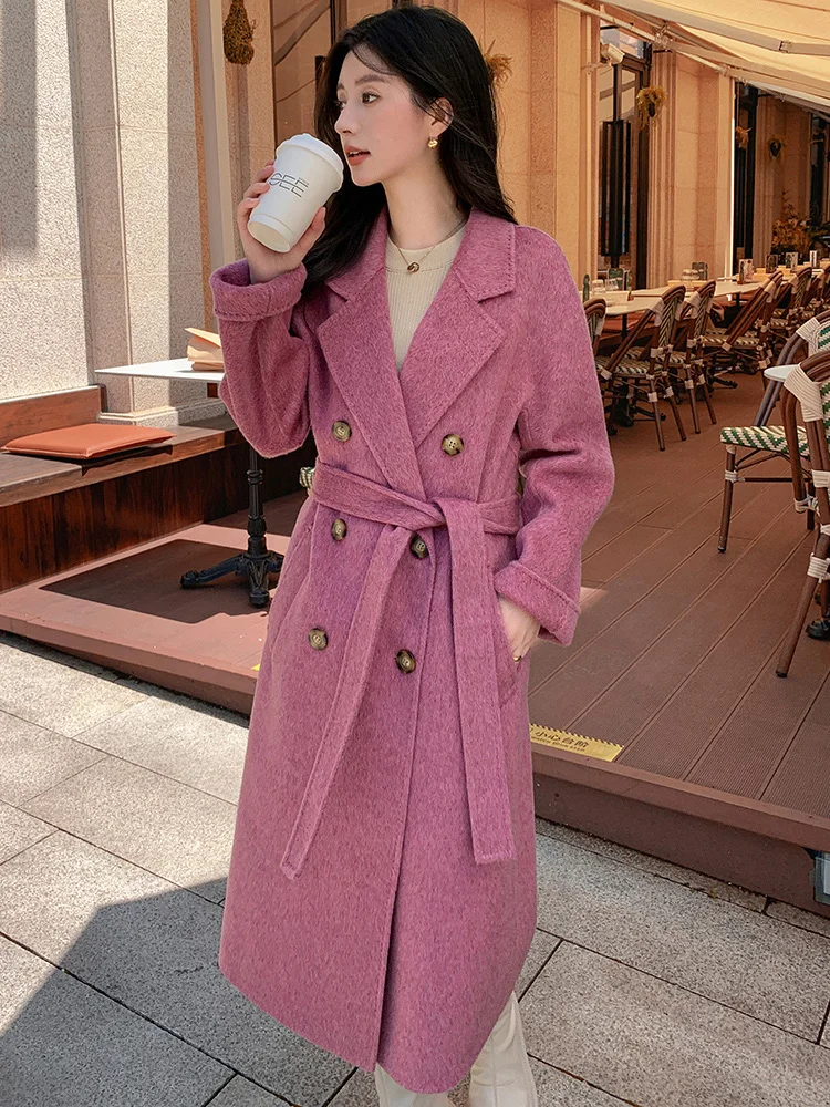 2024 Autumn and Winter Double Breasted Long Women's Coat 30% Camel Wool Woolen Coat Loose and Comfortable Coat and Trench Coat