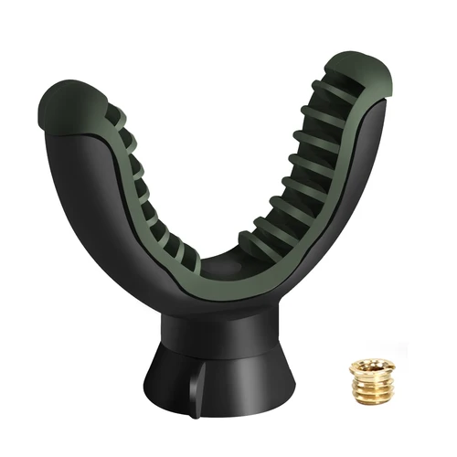 Imagen 2 del producto 360 °   Soporte de yugo en V para caza, trípodes al aire libre, soporte de descanso para Rifle, accesorios de tiro de goma resistentes 3/8 con tornillos de rosca 1/4