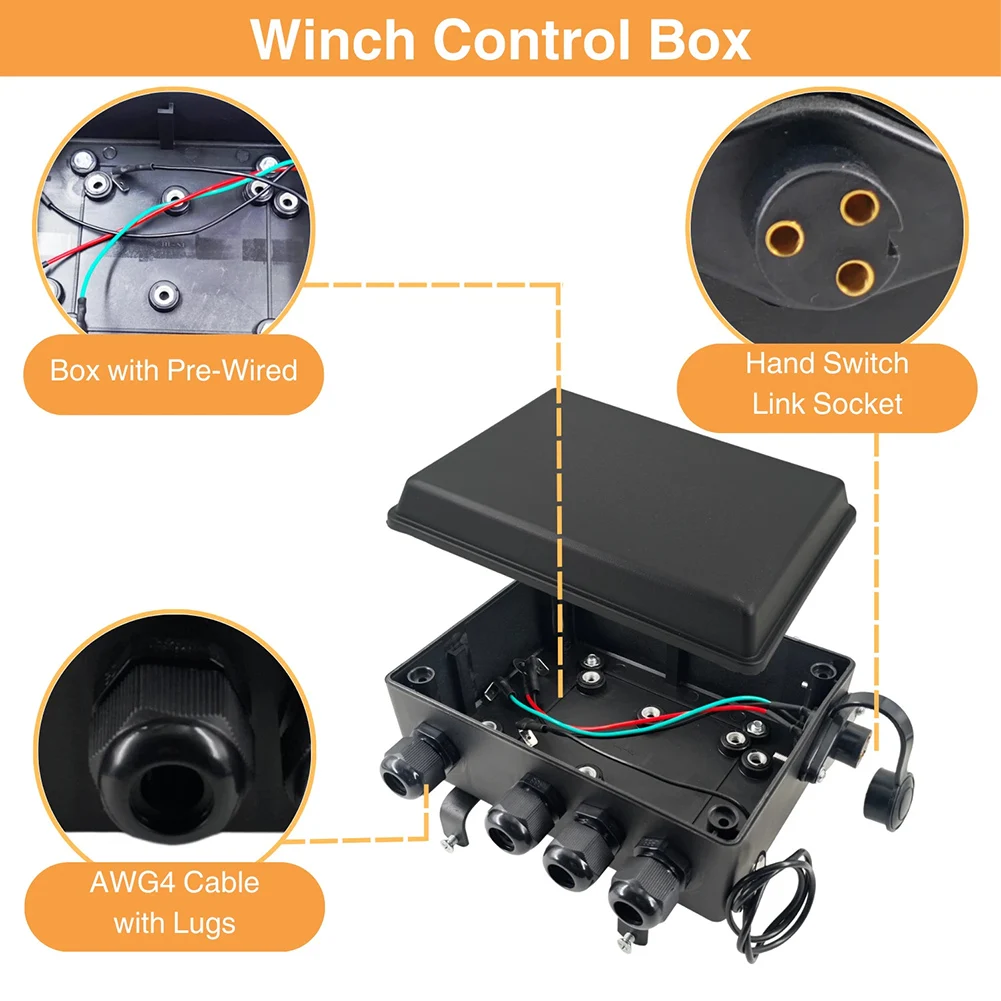 12V 500A Heavy Duty Winch Solenoid Contactor Relay Control Box With Hand Controller For 8000-20000Lbs Offroad Rescue