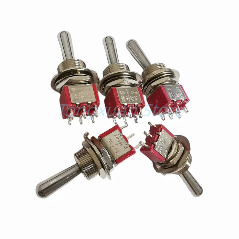 1pc SH T8013-Z1 12mm ON-OFF-ON SPDT DPDT 3/6Pin 2/3Position Maintained Toggle Switch Large Long Handle 3A 250VAC/5A 125VAC