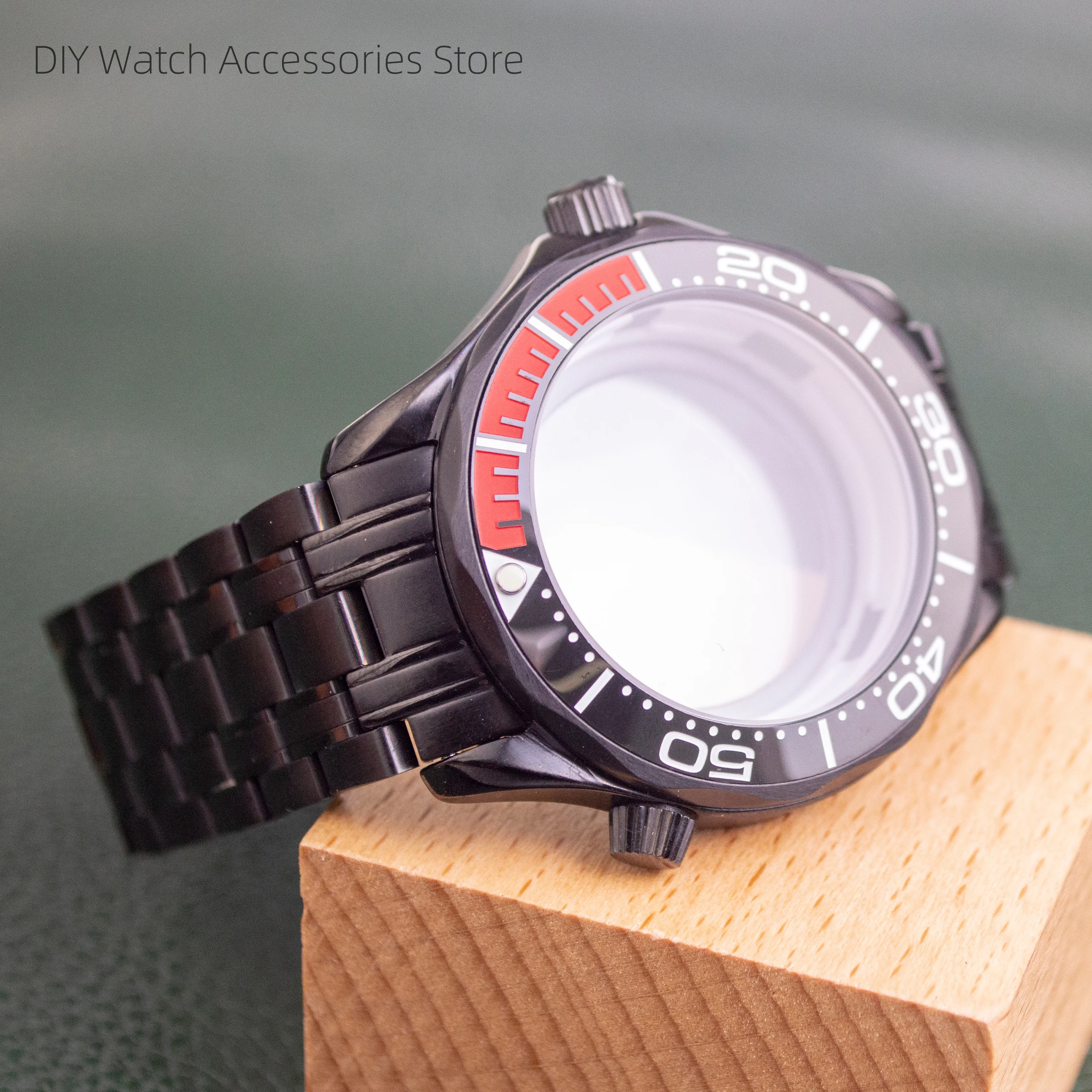 

Корпус часов NH35 для Seamaster 300, корпус 10 АТМ, водонепроницаемый ремешок из нержавеющей стали, черный корпус с PVD-покрытием, подходит для механизма NH35 NH36