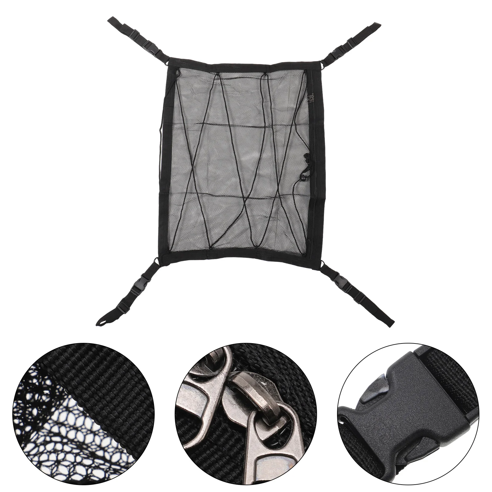 

Large Capacity Car Ceiling Storage Net Organizer Suv Cargo Mesh Bag Double Zipper Durable Splashproof Truck Interior Accessories
