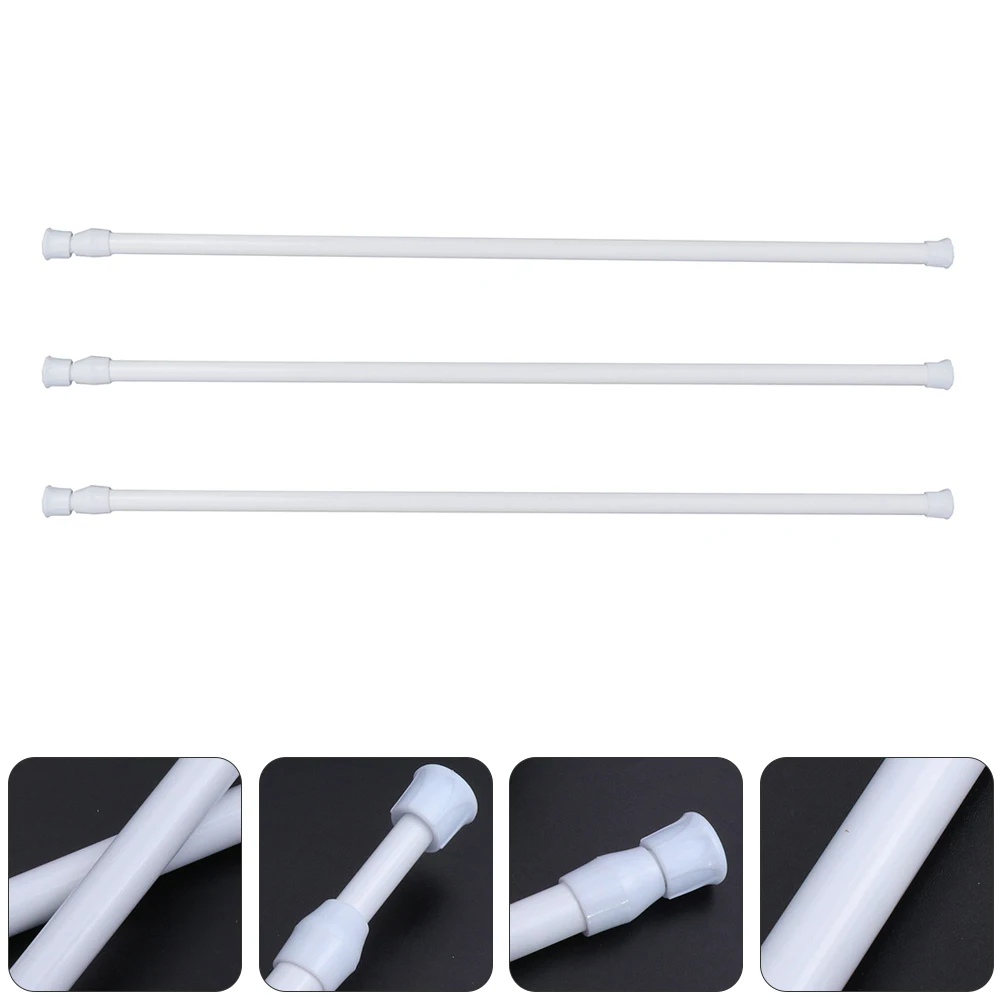 

3pcs High Carbon Steel Telescopic Rods Adjustable Curtain Support Bathroom Baby Shower Multipurpose Closet Rod Punch Free