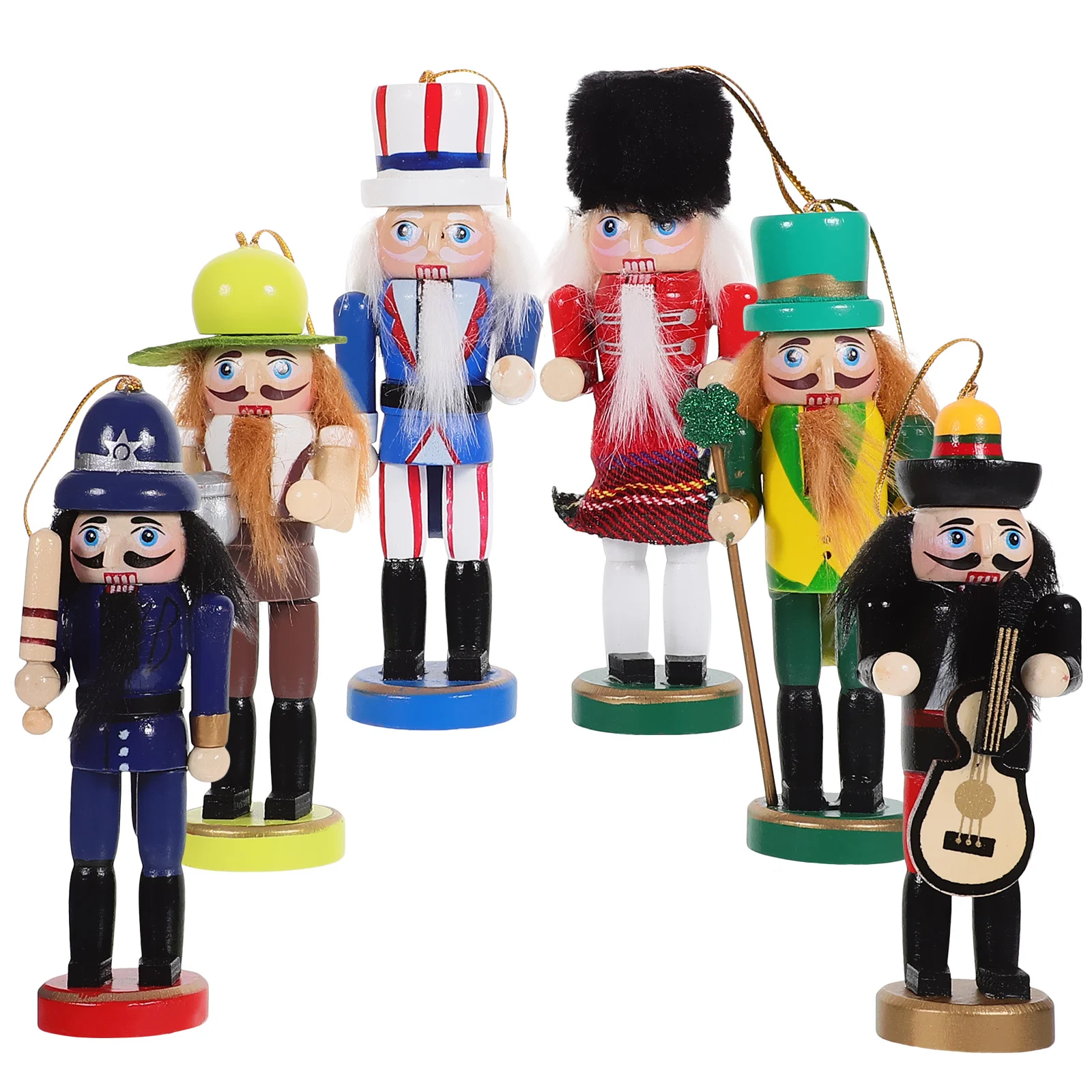 

6Pcs Nutcracker Soldiers Wooden Xmas Decor Christmas Ornaments Craft Exquisite Design Home Office Festival Wooden Nutcracker