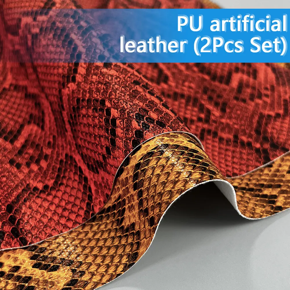 30x68cm Snake Embossed Faux Leather,1mm Thick,2pcs for Wallet DIY Sewing Decor