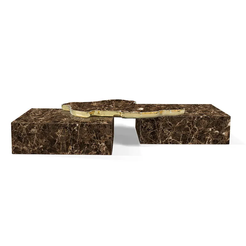 

Light luxury natural marble coffee table, villa large flat floor living room high-end irregular coffee table